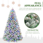 6 Ft Lightly Flocked Pre-Lit Artificial Christmas Tree with 250 Dual-Color LED Lights & 10 Lighting Modes