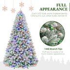 7.5 Ft Lightly Flocked Pre-Lit Artificial Christmas Tree with 450 Dual-Color LED Lights & 10 Lighting Modes