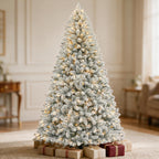 7.5 Ft Lightly Flocked Pre-Lit Artificial Christmas Tree with 450 Dual-Color LED Lights & 10 Lighting Modes
