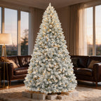 6 Ft Lightly Flocked Pre-Lit Artificial Christmas Tree with 250 Dual-Color LED Lights & 10 Lighting Modes