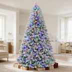 7.5 Ft Lightly Flocked Pre-Lit Artificial Christmas Tree with 450 Dual-Color LED Lights & 10 Lighting Modes
