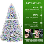 7.5 Ft Lightly Flocked Pre-Lit Artificial Christmas Tree with 450 Dual-Color LED Lights & 10 Lighting Modes