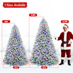 7.5 Ft Lightly Flocked Pre-Lit Artificial Christmas Tree with 450 Dual-Color LED Lights & 10 Lighting Modes