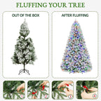 7.5 Ft Lightly Flocked Pre-Lit Artificial Christmas Tree with 450 Dual-Color LED Lights & 10 Lighting Modes