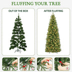 7.5 Ft Slim Pre-Lit Artificial Christmas Tree with 300 Warm White LED Lights