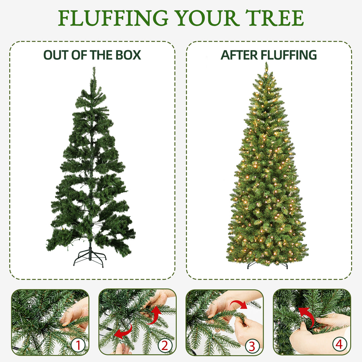 7.5 Ft Slim Pre-Lit Artificial Christmas Tree with 300 Warm White LED Lights