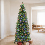 6 Ft Slim Pre-Lit Artificial Christmas Tree with 200 Dual-Color LED Lights & 10 Lighting Modes