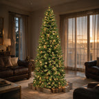 6 Ft Slim Pre-Lit Artificial Christmas Tree with 200 Dual-Color LED Lights & 10 Lighting Modes
