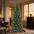 6 Ft Slim Pre-Lit Artificial Christmas Tree with 200 Dual-Color LED Lights & 10 Lighting Modes