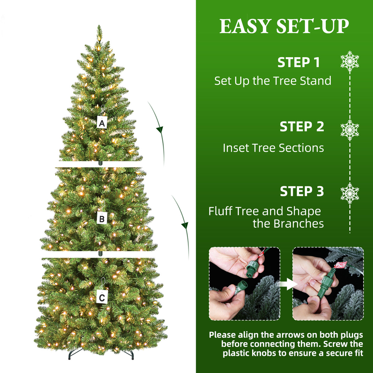 6 Ft Slim Pre-Lit Artificial Christmas Tree with 200 Dual-Color LED Lights & 10 Lighting Modes
