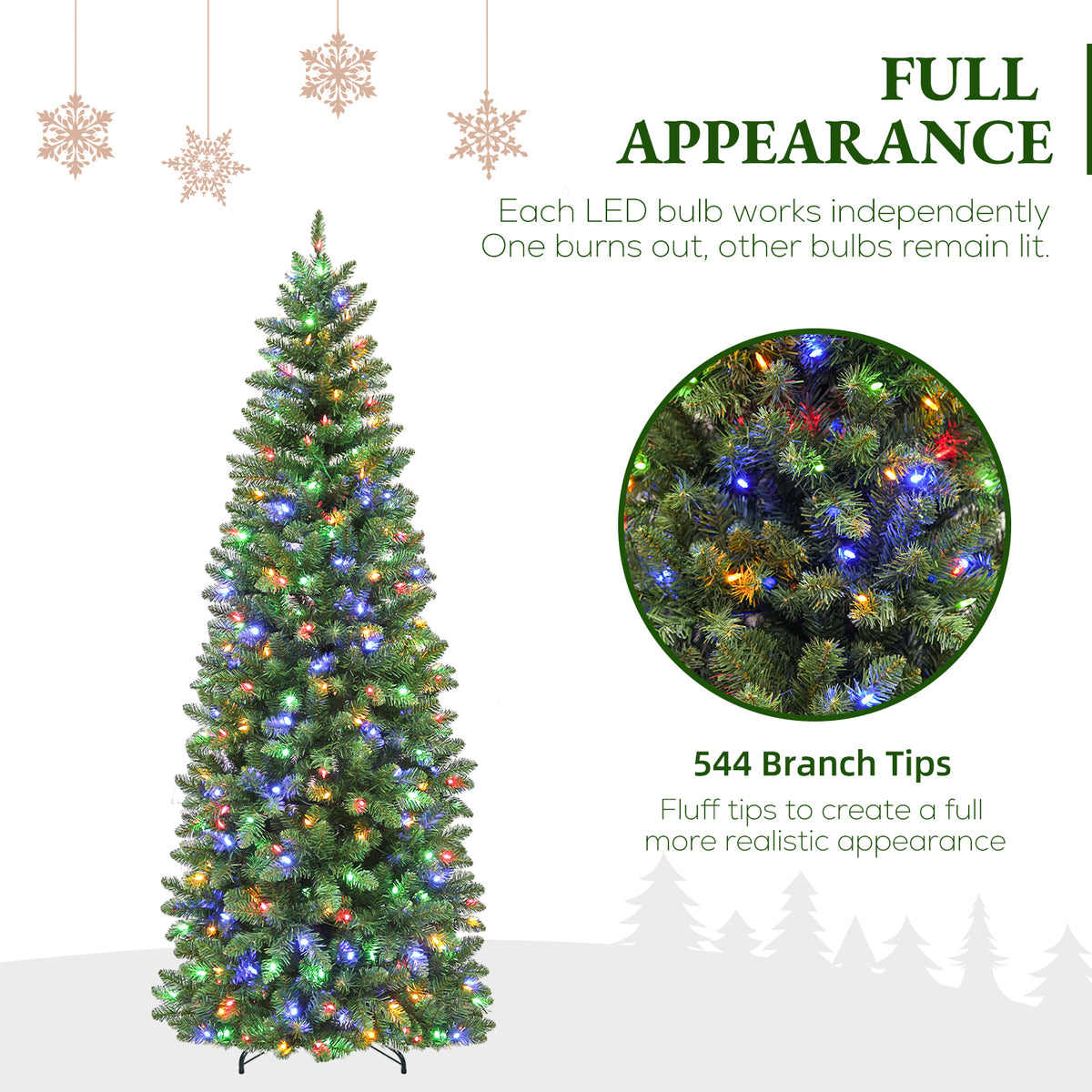 6 Ft Slim Pre-Lit Artificial Christmas Tree with 200 Dual-Color LED Lights & 10 Lighting Modes
