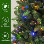 6 Ft Slim Pre-Lit Artificial Christmas Tree with 200 Dual-Color LED Lights & 10 Lighting Modes