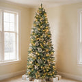 6 Ft Slim Mixed-Tip Pre-Lit Artificial Christmas Tree with 200 Warm White LED Lights
