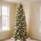 6 Ft Slim Mixed-Tip Pre-Lit Artificial Christmas Tree with 200 Warm White LED Lights