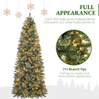 6 Ft Slim Mixed-Tip Pre-Lit Artificial Christmas Tree with 200 Warm White LED Lights
