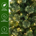 6 Ft Slim Mixed-Tip Pre-Lit Artificial Christmas Tree with 200 Warm White LED Lights
