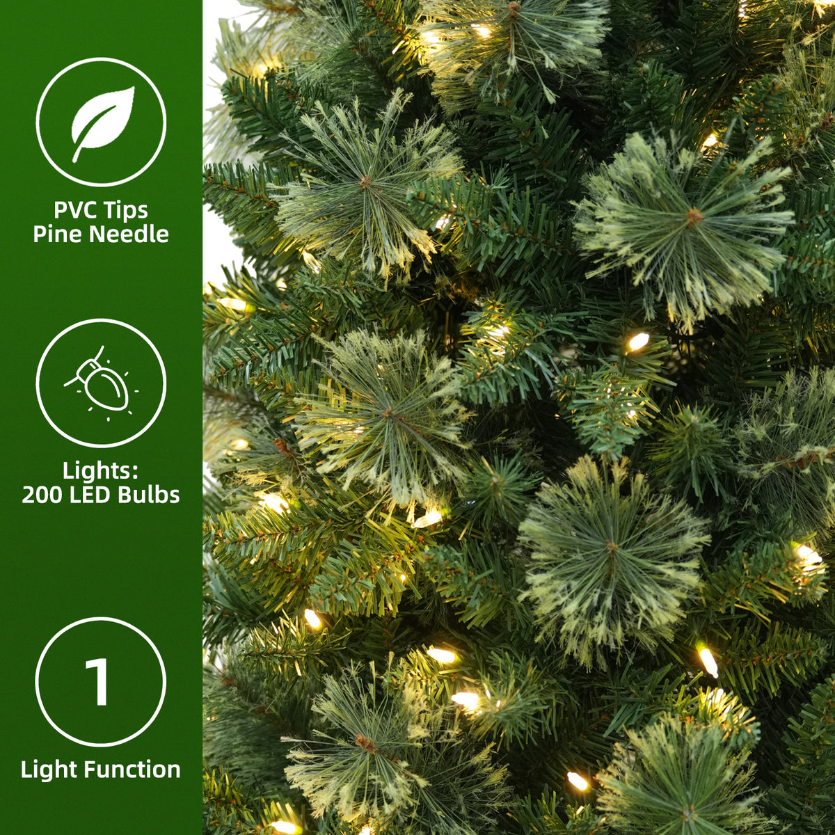 6 Ft Slim Mixed-Tip Pre-Lit Artificial Christmas Tree with 200 Warm White LED Lights