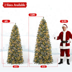 6 Ft Slim Mixed-Tip Pre-Lit Artificial Christmas Tree with 200 Warm White LED Lights