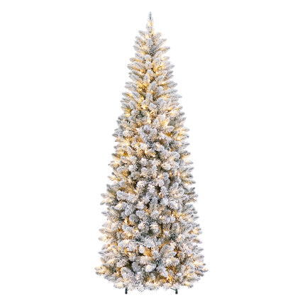 Vivatrees 6FT 7.5FT Prelit Artificial Xmas Tree, Featuring 10 Lighting Modes, Hinged Design, Metal Stand, Realistic Holiday Pine Tree