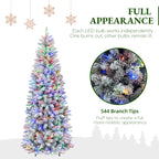 6 Ft Slim Snow-Flocked Pre-Lit Artificial Christmas Tree with 200 Dual-Color LED Lights & 10 Lighting Modes