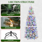 7.5 Ft Slim Snow-Flocked Pre-Lit Artificial Christmas Tree with 300 Dual-Color LED Lights & 10 Lighting Modes