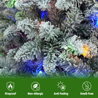 6 Ft Slim Snow-Flocked Pre-Lit Artificial Christmas Tree with 200 Dual-Color LED Lights & 10 Lighting Modes