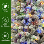 6 Ft Slim Snow-Flocked Pre-Lit Artificial Christmas Tree with 200 Dual-Color LED Lights & 10 Lighting Modes
