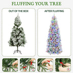 7.5 Ft Slim Snow-Flocked Pre-Lit Artificial Christmas Tree with 300 Dual-Color LED Lights & 10 Lighting Modes