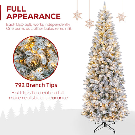 Vivatrees 6FT 7.5FT Prelit Artificial Xmas Tree, Featuring 10 Lighting Modes, Hinged Design, Metal Stand, Realistic Holiday Pine Tree