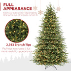 Vivatrees 7.5FT 9FT 12FT Prelit Artificial Christmas Tree with Warm White LED Lights, Metal Stand, Hinged Branches for Holiday Home Decoration