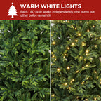 Vivatrees 7.5FT 9FT 12FT Prelit Artificial Christmas Tree with Warm White LED Lights, Metal Stand, Hinged Branches for Holiday Home Decoration