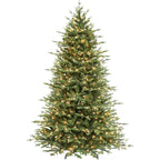 Vivatrees 7.5FT 9FT 12FT Prelit Artificial Christmas Tree with Warm White LED Lights, Metal Stand, Hinged Branches for Holiday Home Decoration