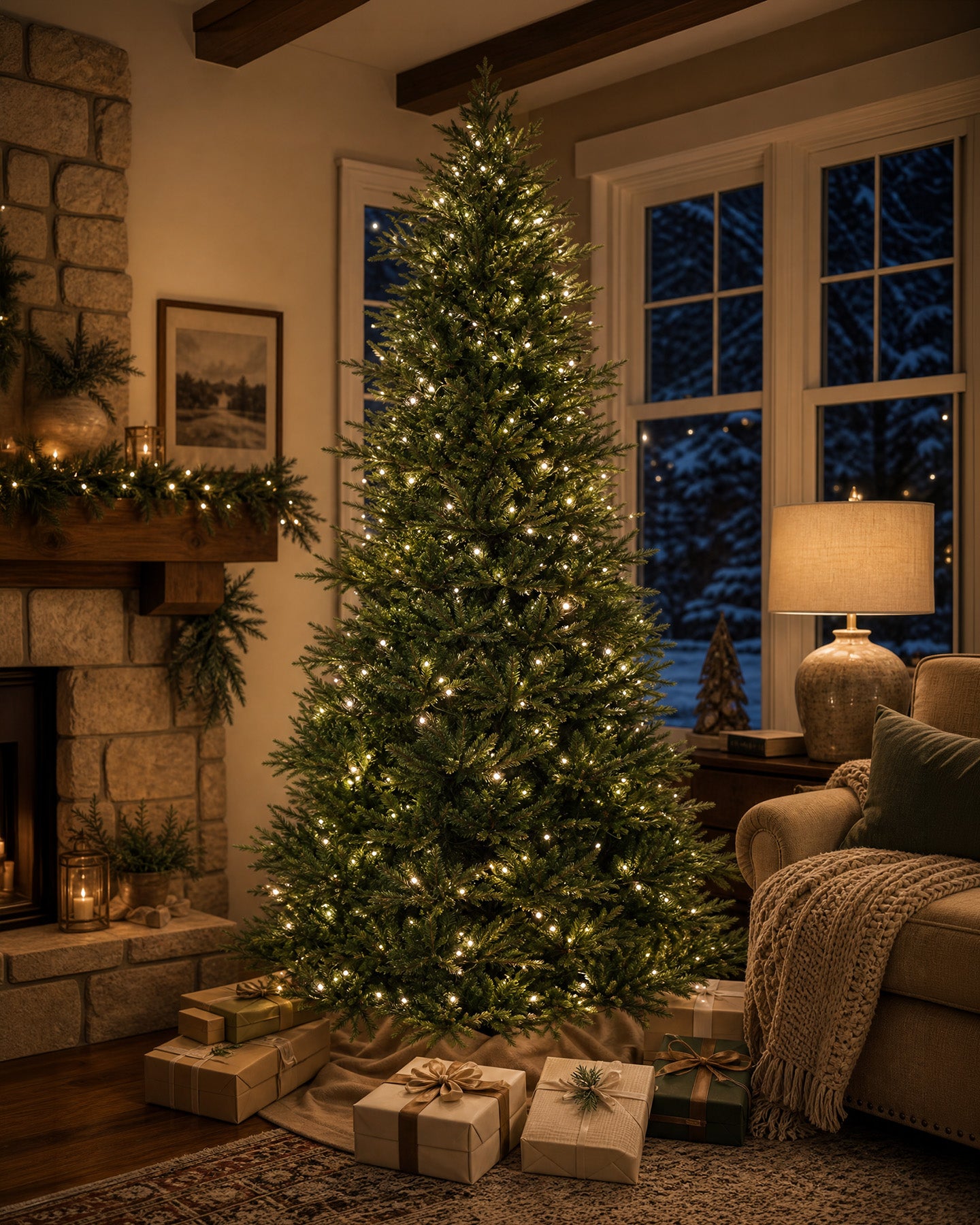 9' Evercrest Pre-Lit Fir Artificial Christmas Tree with 600 Warm White LED Lights