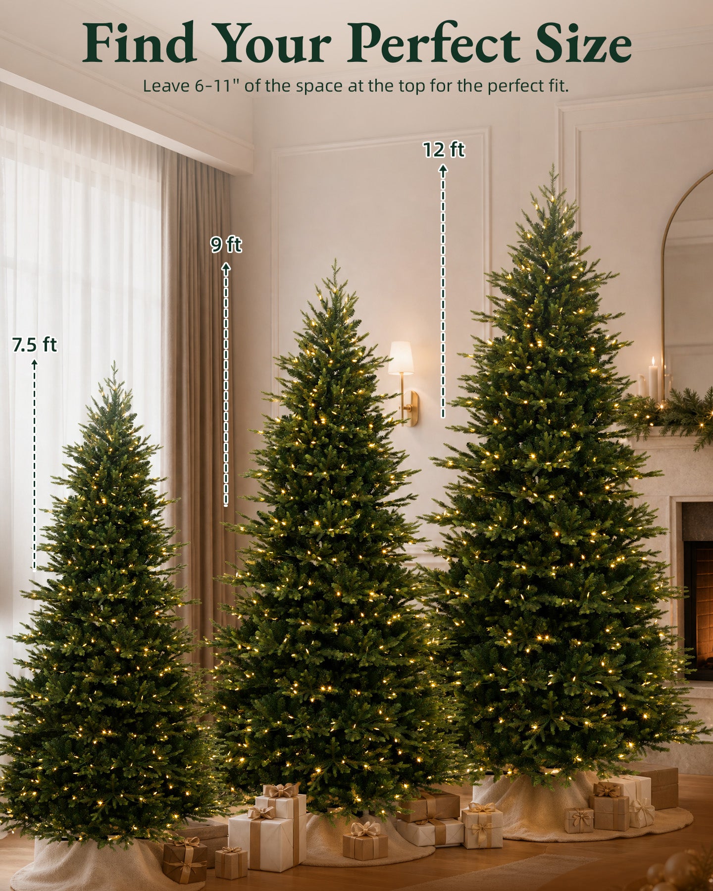 9' Evercrest Pre-Lit Fir Artificial Christmas Tree with 600 Warm White LED Lights