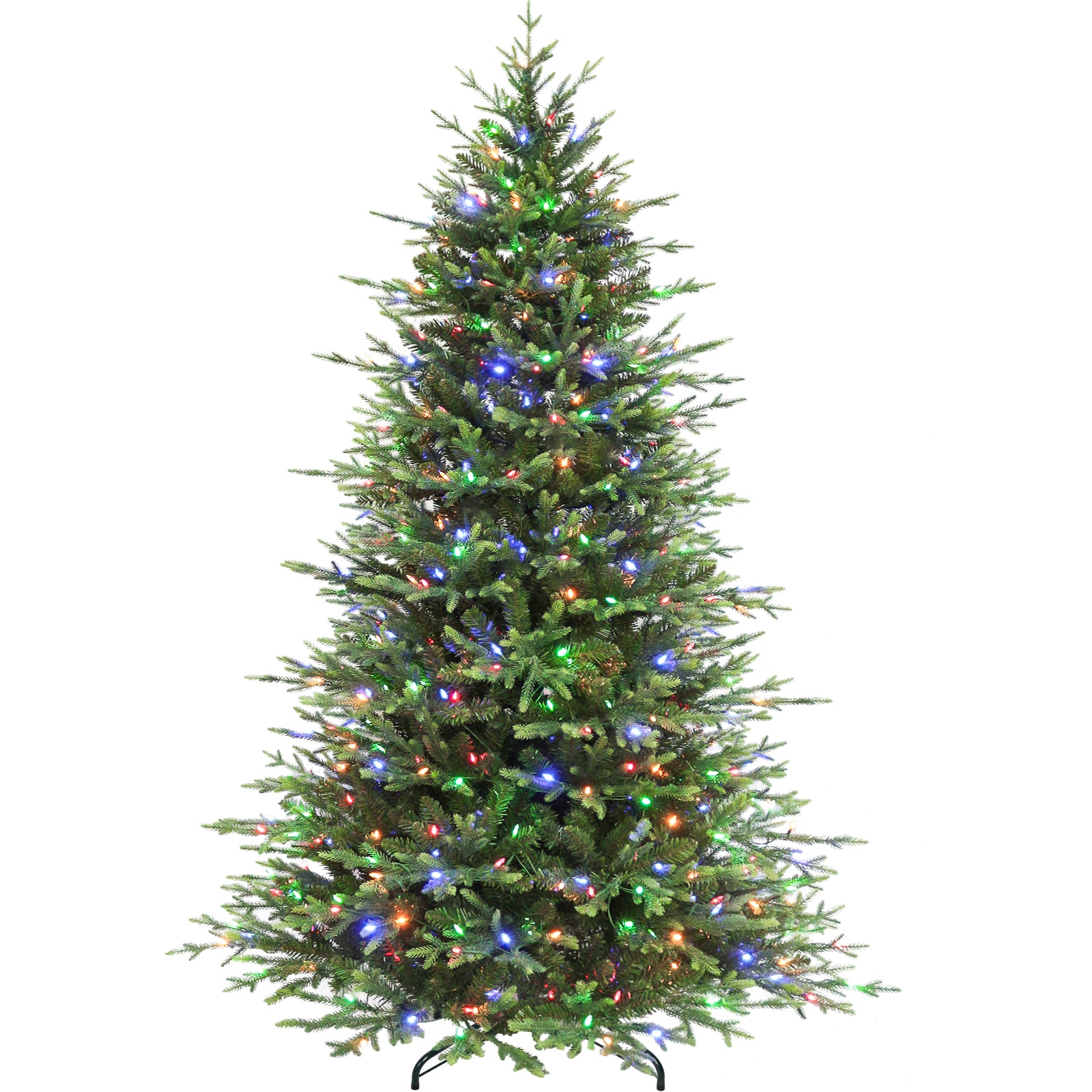 Vivatrees 7.5FT 9FT 12FT Prelit Artificial Christmas Tree, with 10 Lighting Modes, Hinged Branches, Color Changing LED Lights, Metal Stand, Realistic Xmas Pine Tree for Holiday Decor