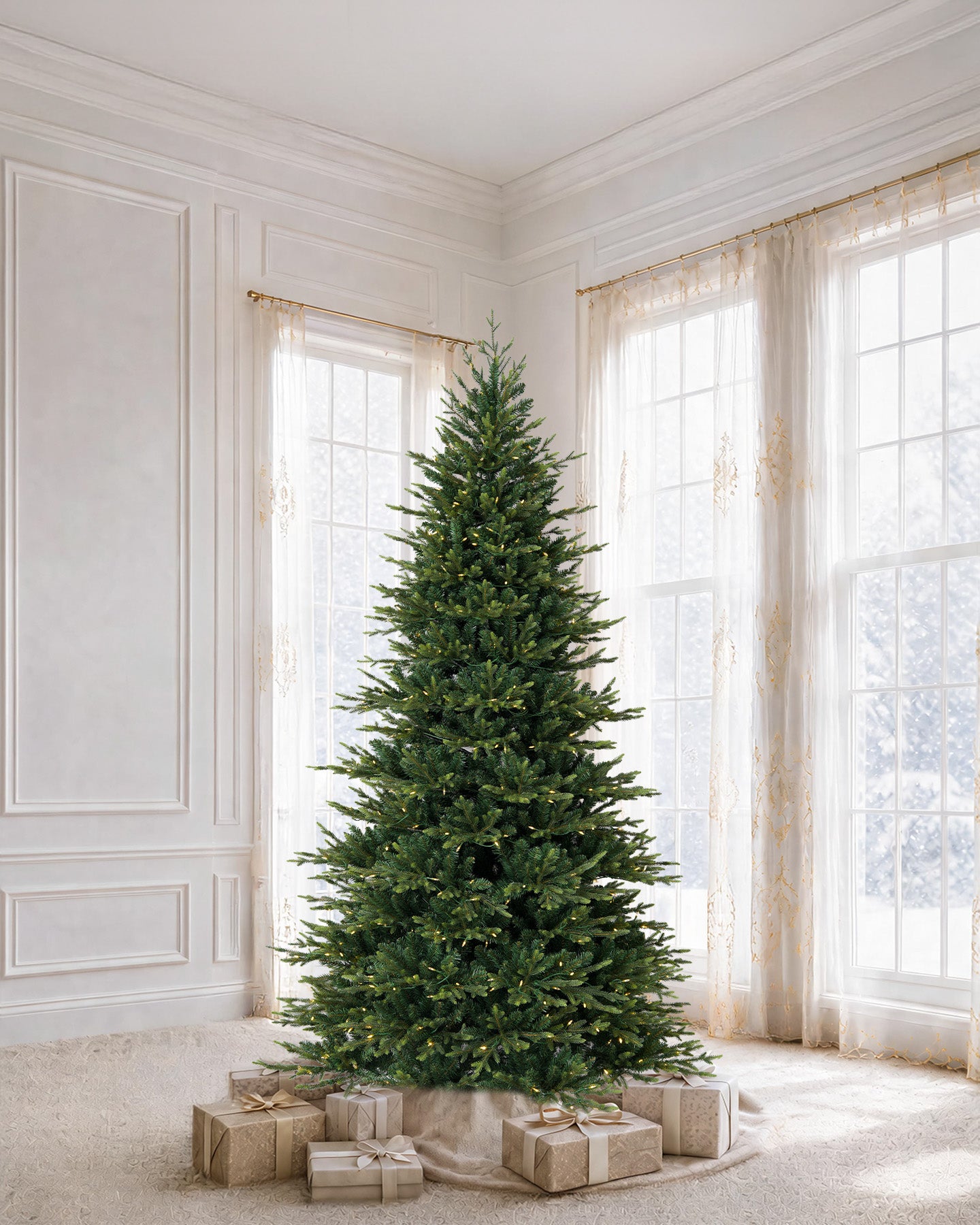 7.5' EverJoy Pre-Lit Fir Artificial Christmas Tree with 450 Warm White & Color LED Lights