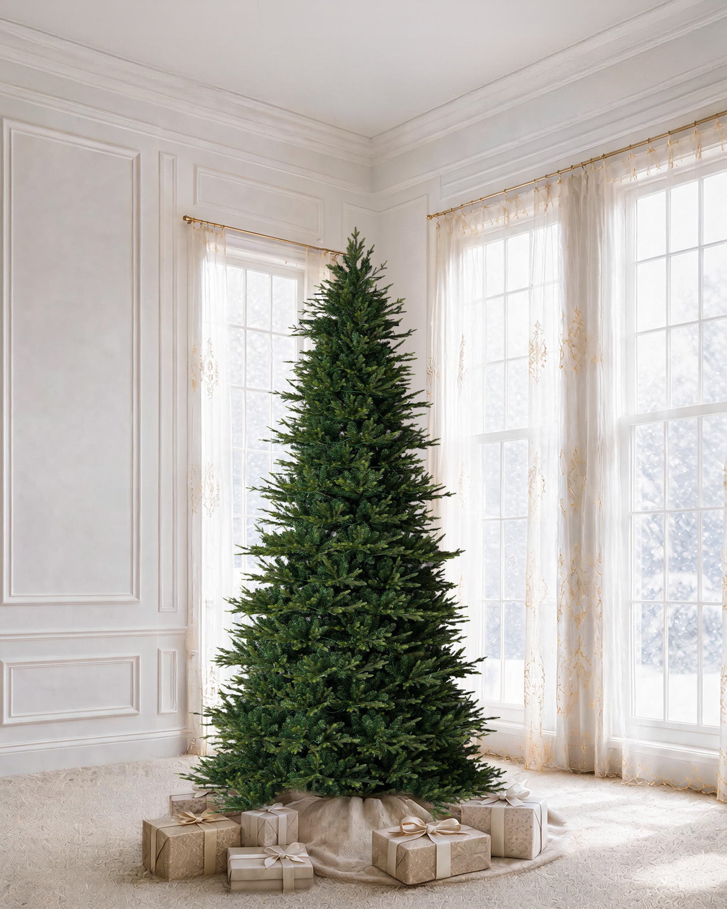 7.5' EverJoy Pre-Lit Fir Artificial Christmas Tree with 450 Warm White & Color LED Lights