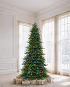 7.5' EverJoy Pre-Lit Fir Artificial Christmas Tree with 450 Warm White & Color LED Lights