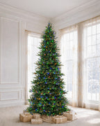 9' EverJoy Pre-Lit Fir Artificial Christmas Tree with 600 Warm White & Color LED Lights