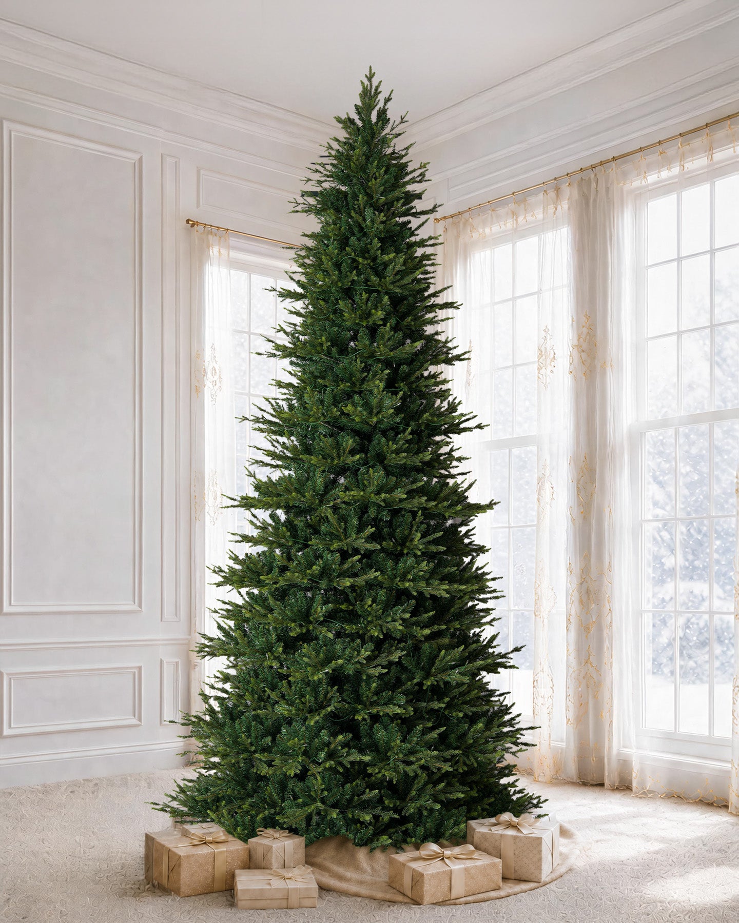 12' EverJoy Pre-Lit Fir Artificial Christmas Tree with 850 Warm White & Color LED Lights