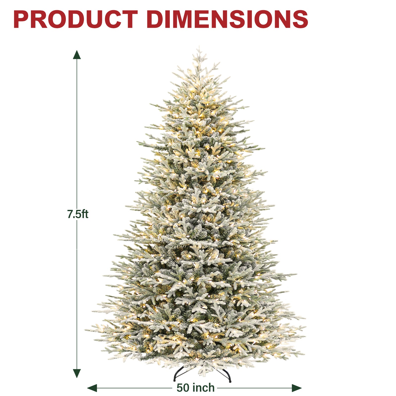 Vivatrees 7.5FT 9FT 12FT Prelit Xmas Tree, Multi-Color LED Lighting, Hinged Branches, Metal Stand, Realistic Holiday Pine Tree for Decor (Copy)