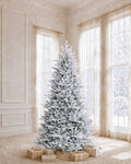 7.5' FirstSnow Light Flocked Fir Artificial Christmas Tree with 450 Warm White LED Lights