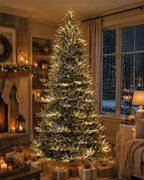 7.5' FirstSnow Light Flocked Fir Artificial Christmas Tree with 450 Warm White LED Lights