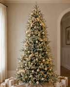 12' FirstSnow Light Flocked Fir Artificial Christmas Tree with 850 Warm White LED Lights