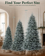 12' FirstSnow Light Flocked Fir Artificial Christmas Tree with 850 Warm White LED Lights