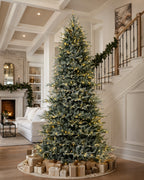 12' FirstSnow Light Flocked Fir Artificial Christmas Tree with 850 Warm White LED Lights