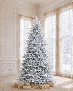 12' FirstSnow Light Flocked Fir Artificial Christmas Tree with 850 Warm White LED Lights