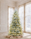 12' FirstSnow Light Flocked Fir Artificial Christmas Tree with 850 Warm White LED Lights