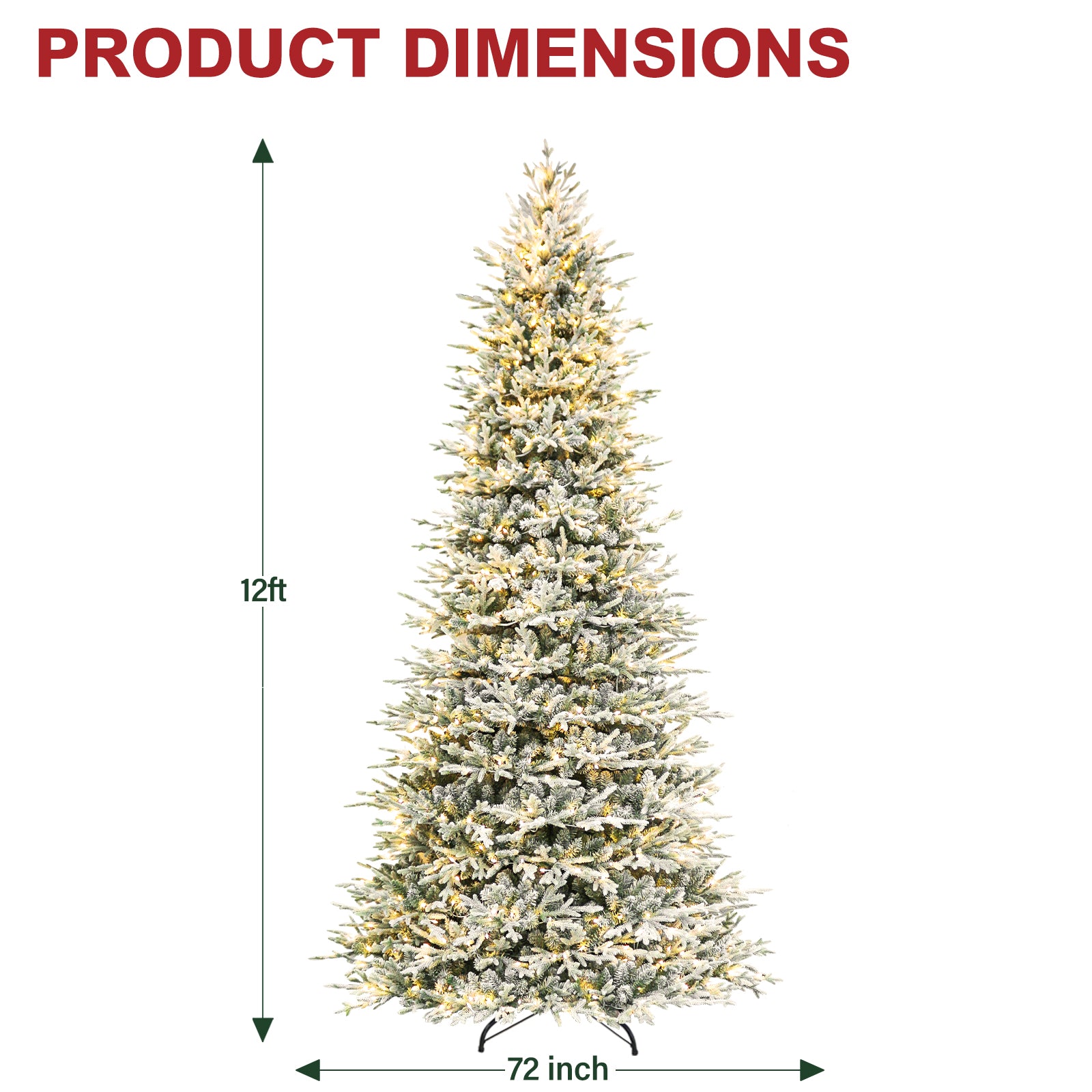 Vivatrees 7.5FT 9FT 12FT Prelit Xmas Tree, Multi-Color LED Lighting, Hinged Branches, Metal Stand, Realistic Holiday Pine Tree for Decor (Copy)