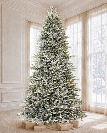 7.5' FirstSnow Light Flocked Fir Artificial Christmas Tree with 450 Warm White LED Lights
